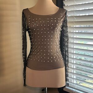 Amazon Black Sheer Pearl-Studded Blouse Missing pearl